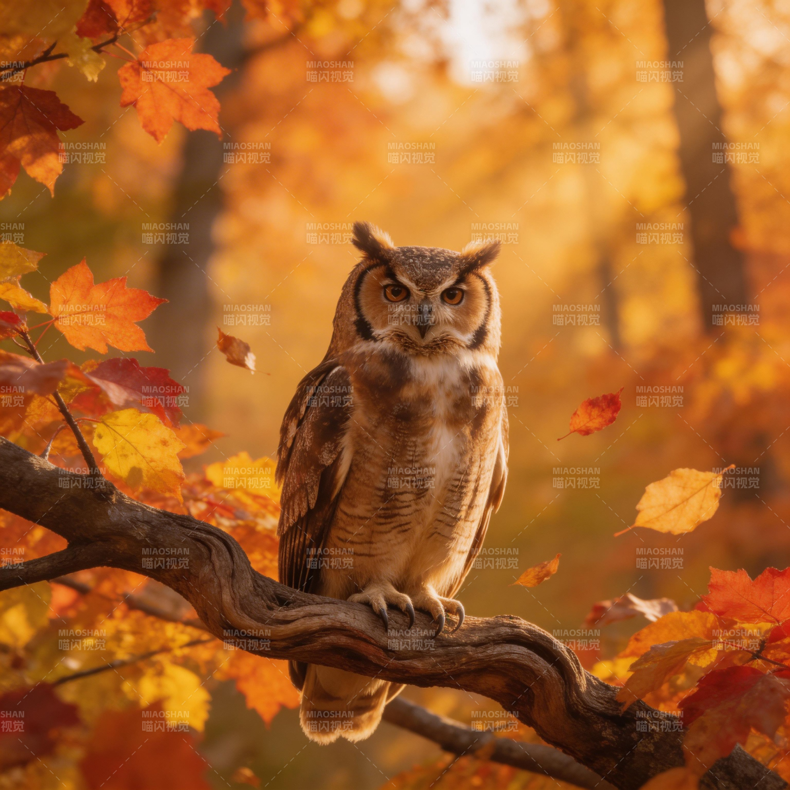 秋林鸮影图片
