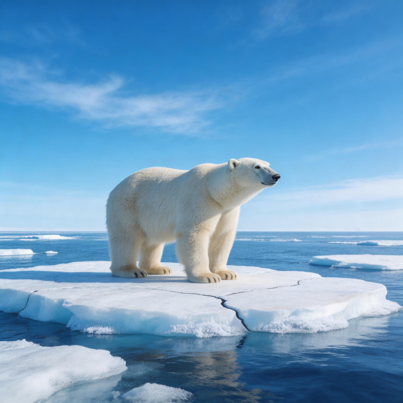 北极熊立冰原图片