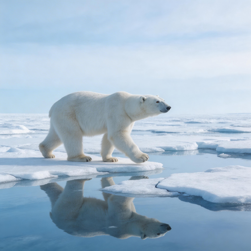 北极熊冰上行图片