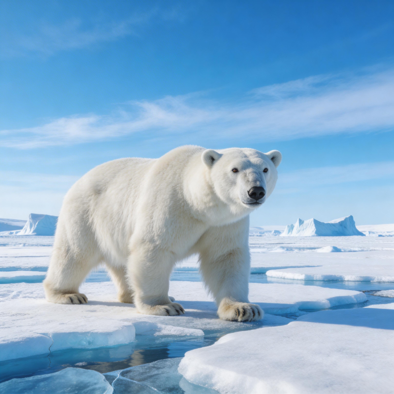 北极熊冰原行图片