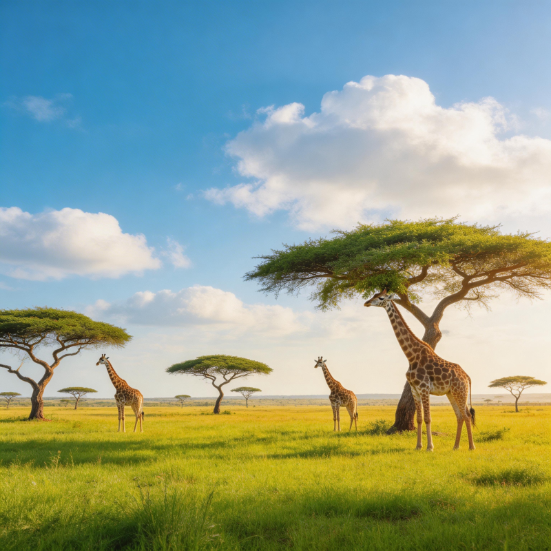 草原上的长颈鹿图片