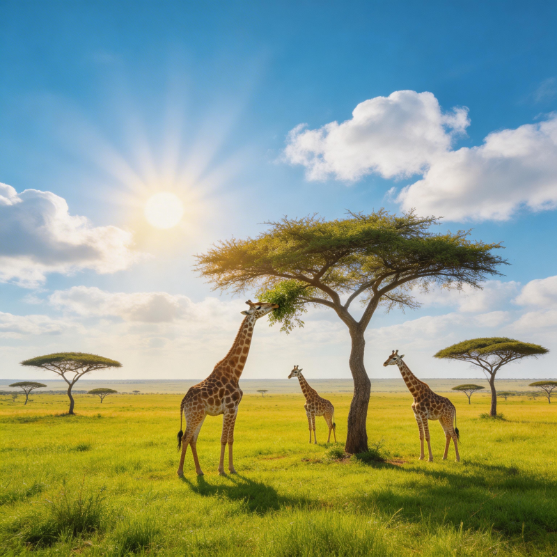 草原上的长颈鹿图片