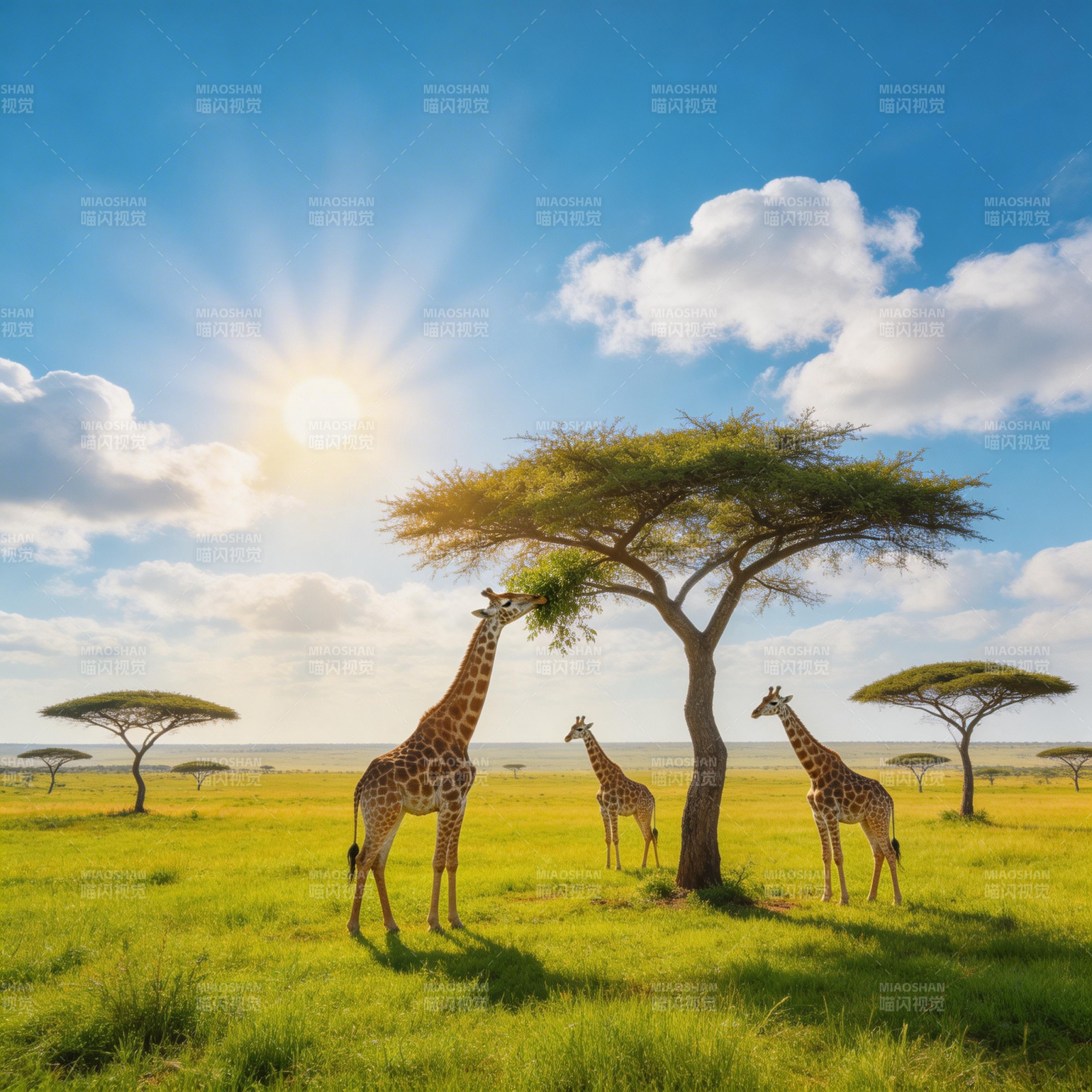 草原上的长颈鹿图片