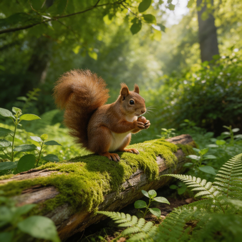 松鼠林间觅食图片