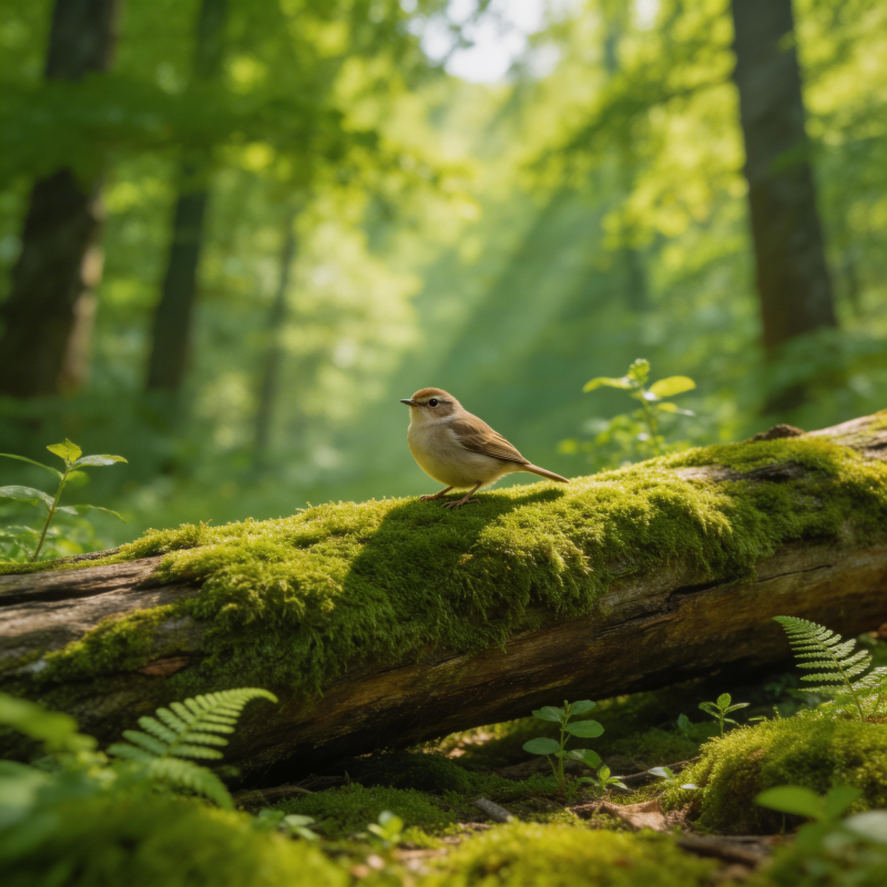 林间小鸟栖息图图片