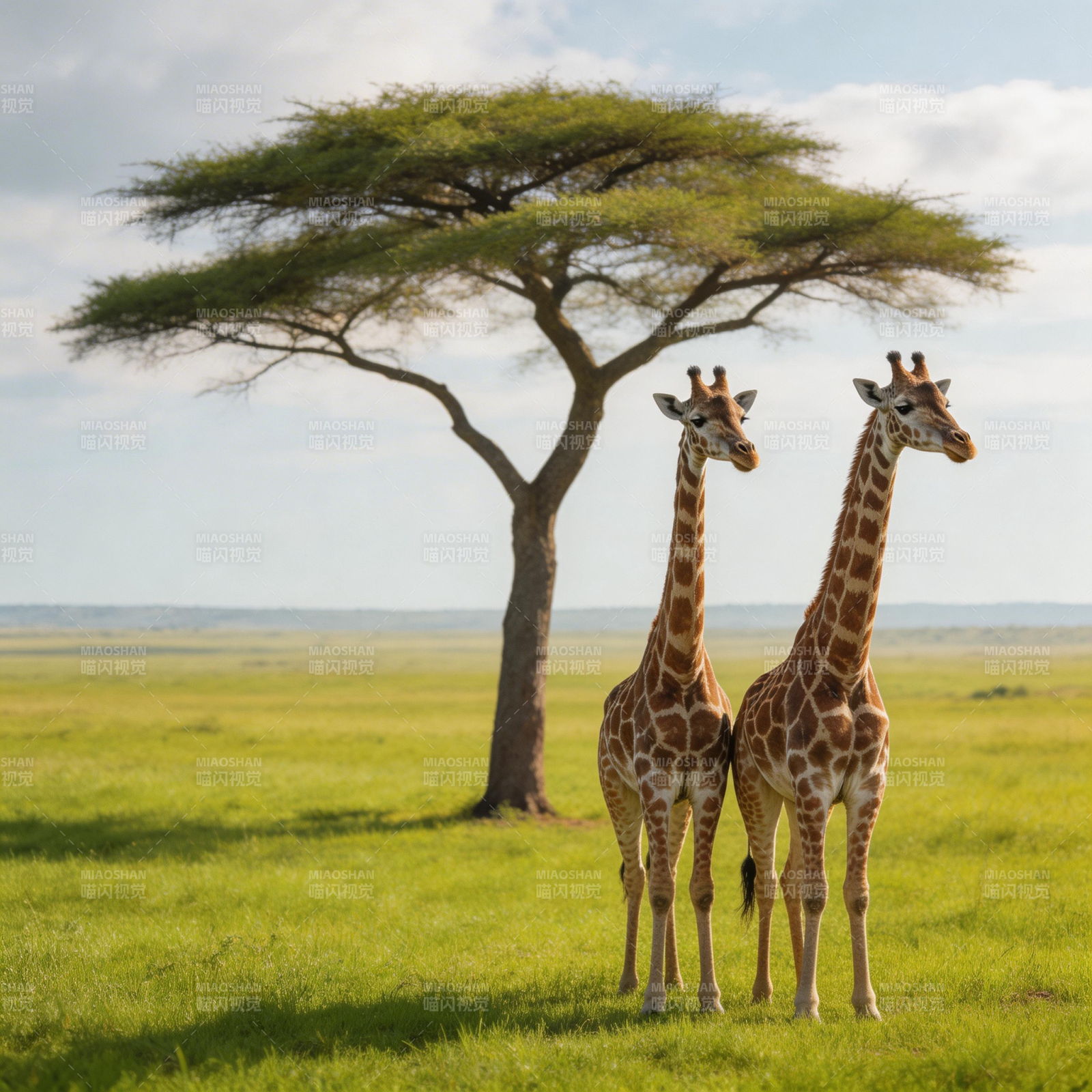 草原双 giraffe图片