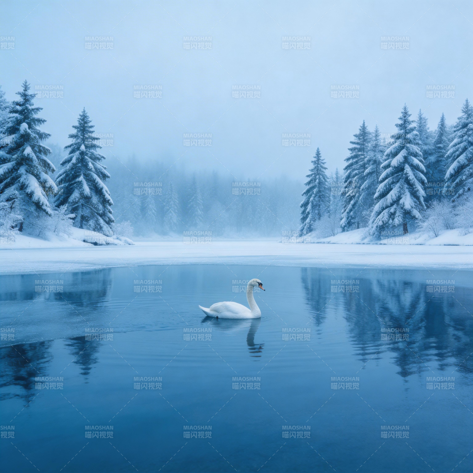 雪湖孤雁图片