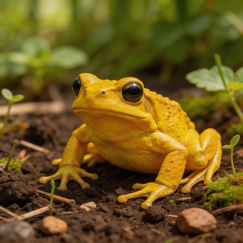 金蛙静坐林间图片