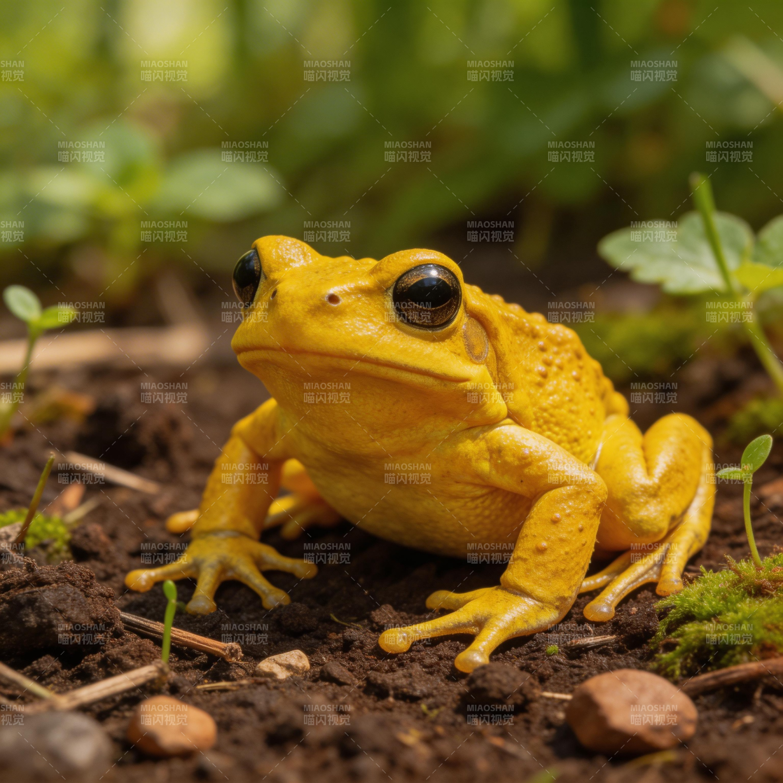 金蛙静坐林间图片