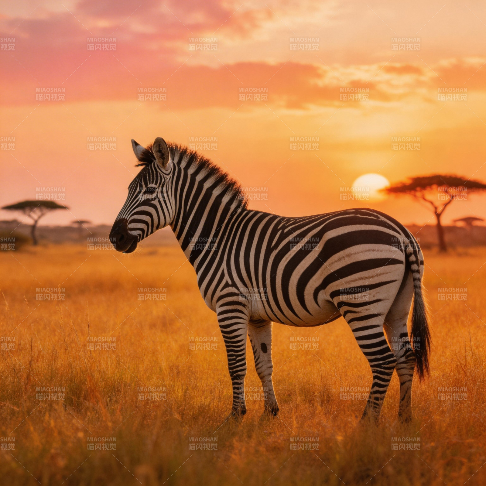 夕阳下的斑马图片