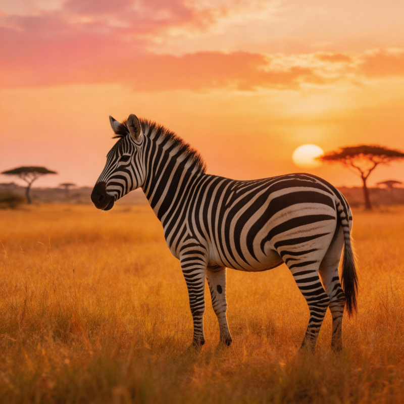 夕阳下的斑马图片