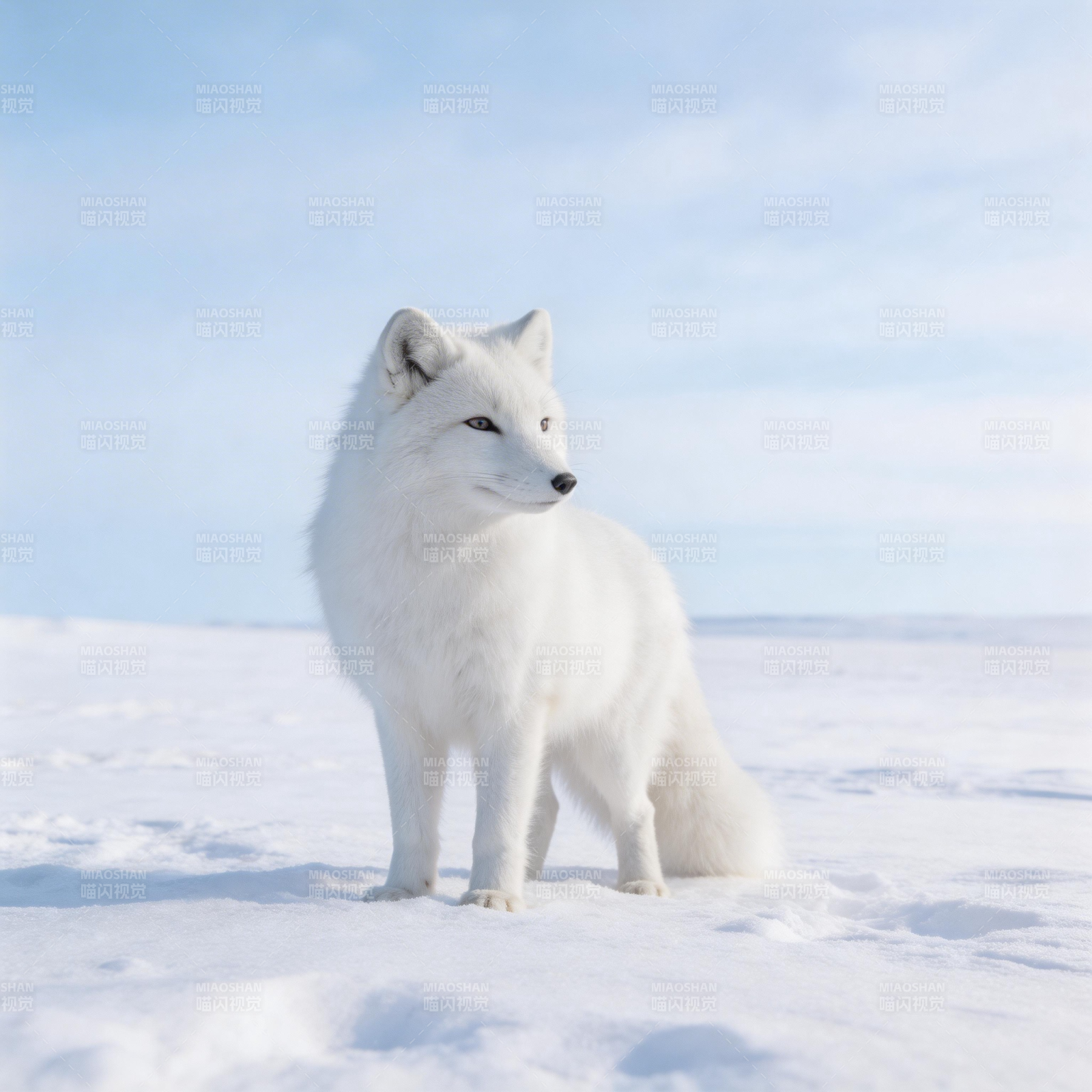 雪狐静立雪原图片
