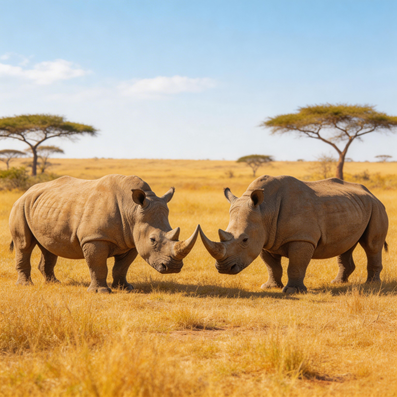 犀牛草原对峙图片