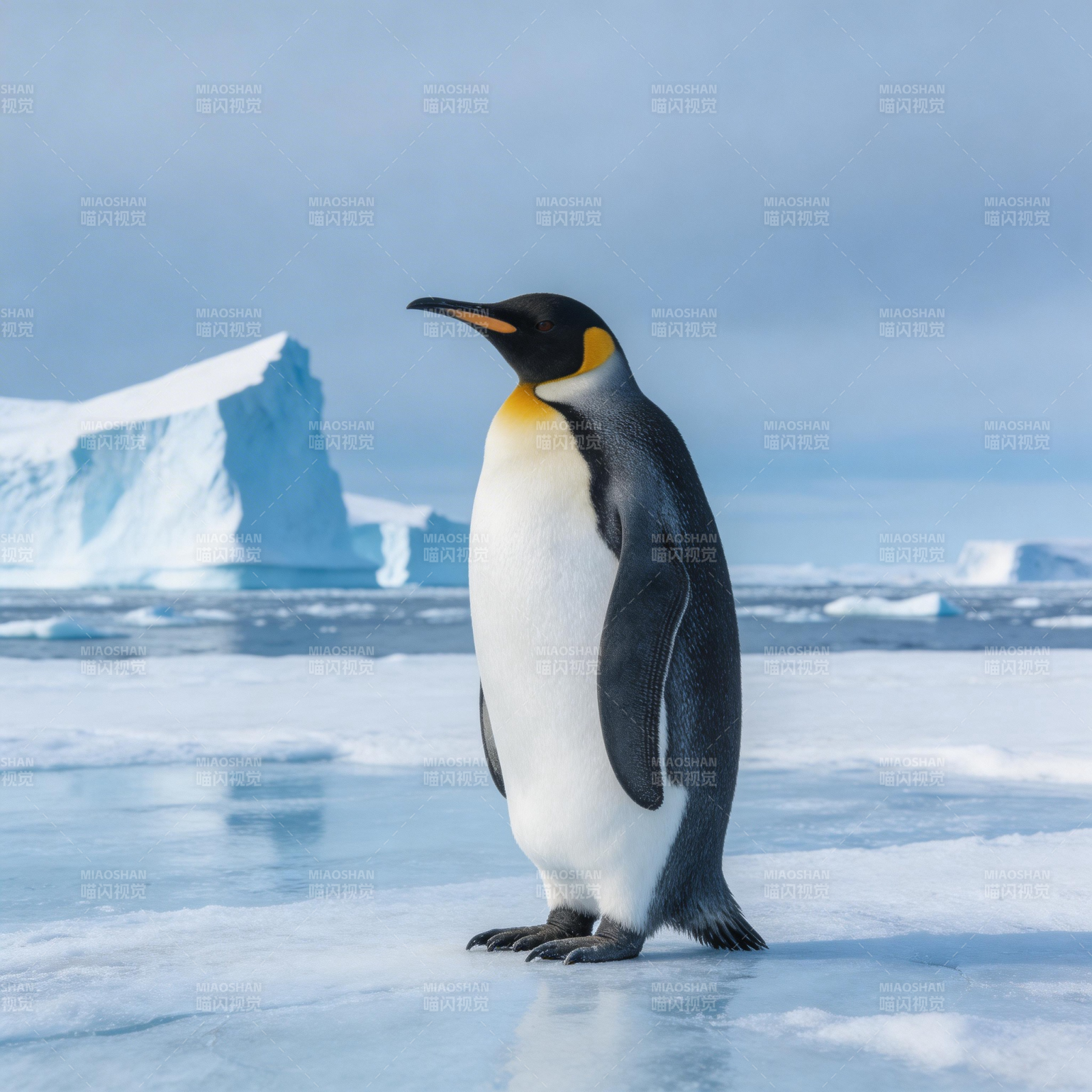 企鹅立冰原图片