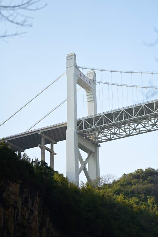 悬索桥横跨山间图片