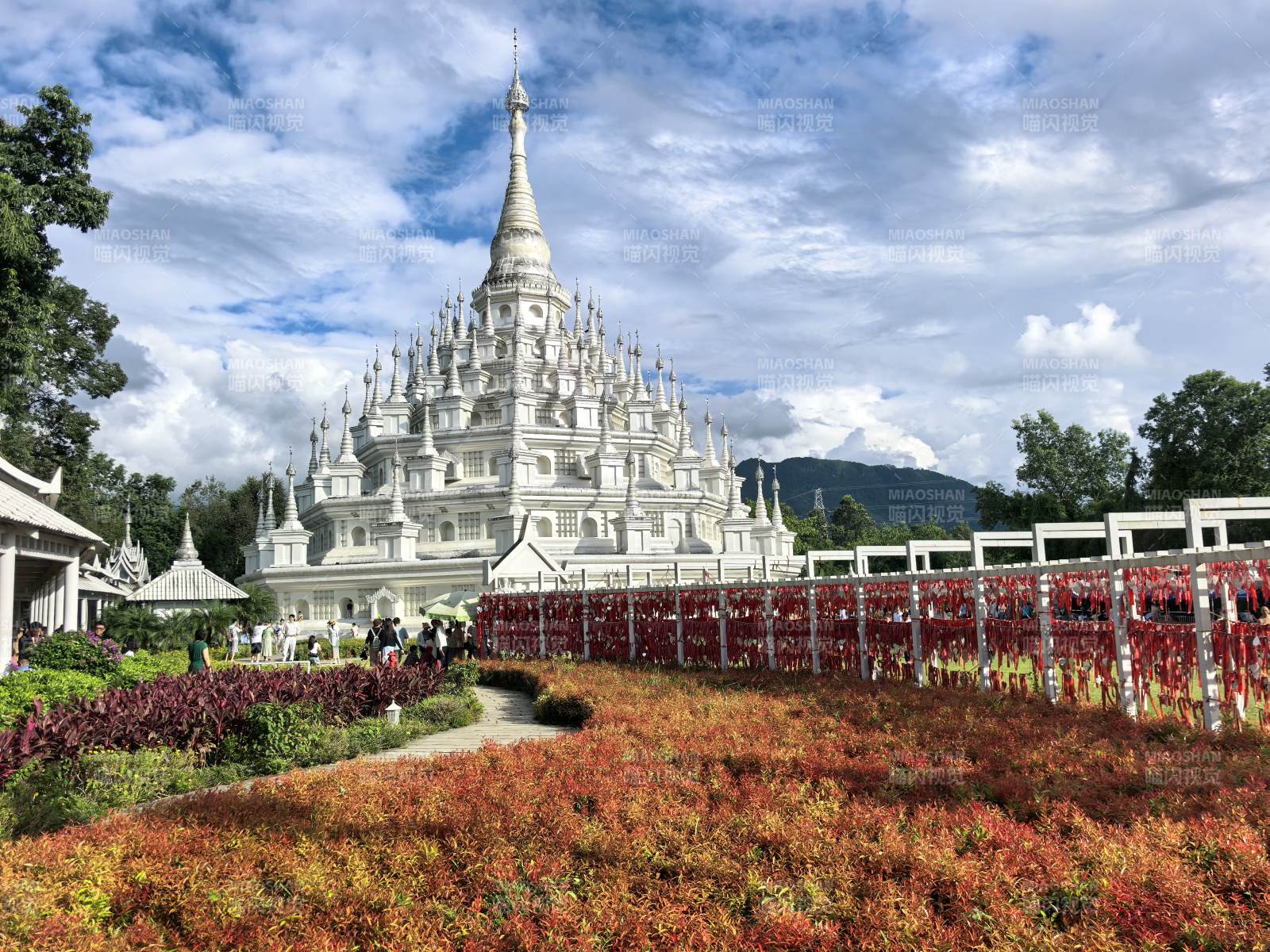 白塔花海美景图片