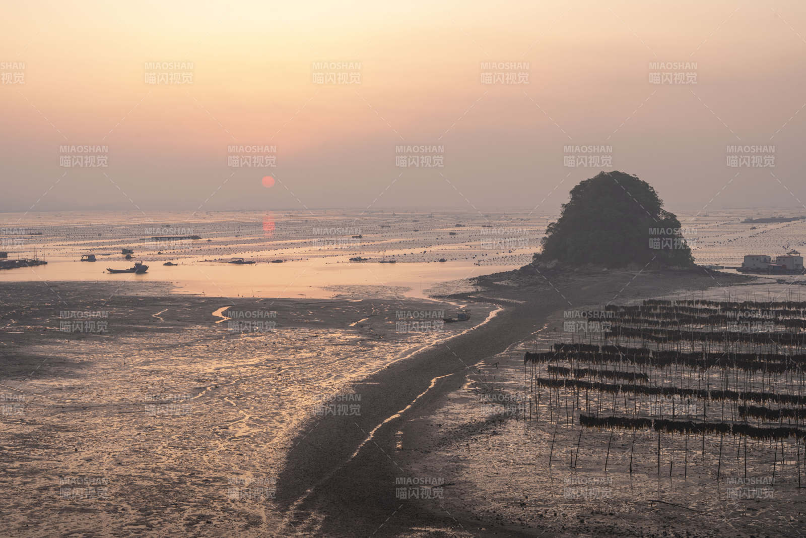 日落滩涂风光图片