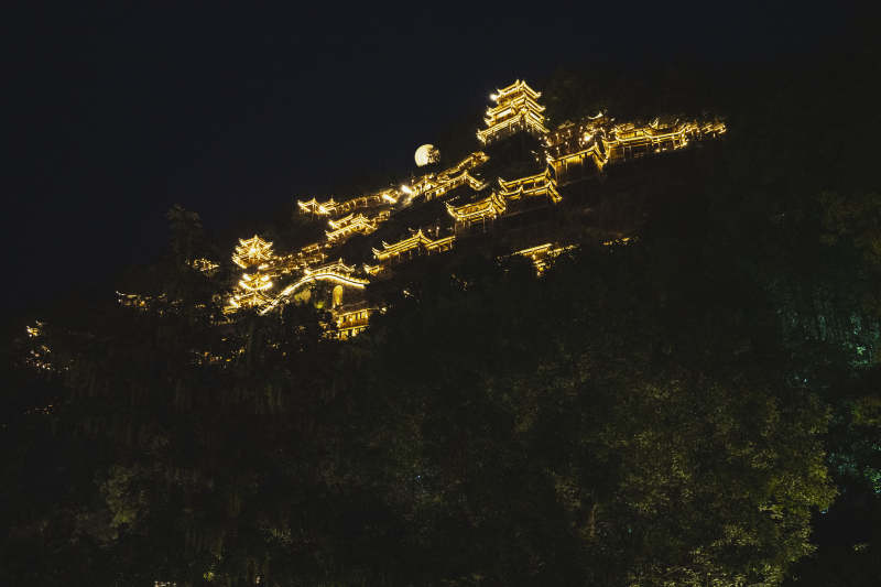 夜景古建筑群图片