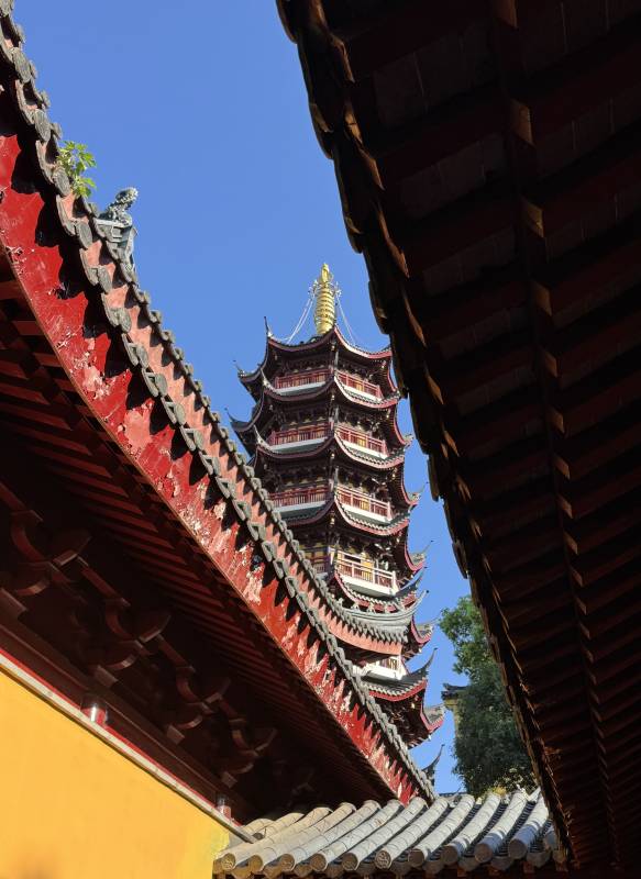 古塔映蓝天图片