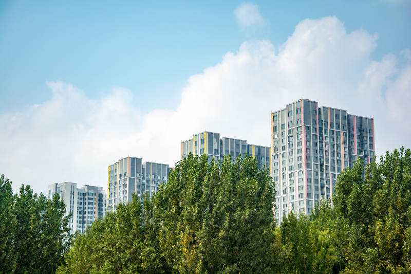 高楼林立绿树成荫图片