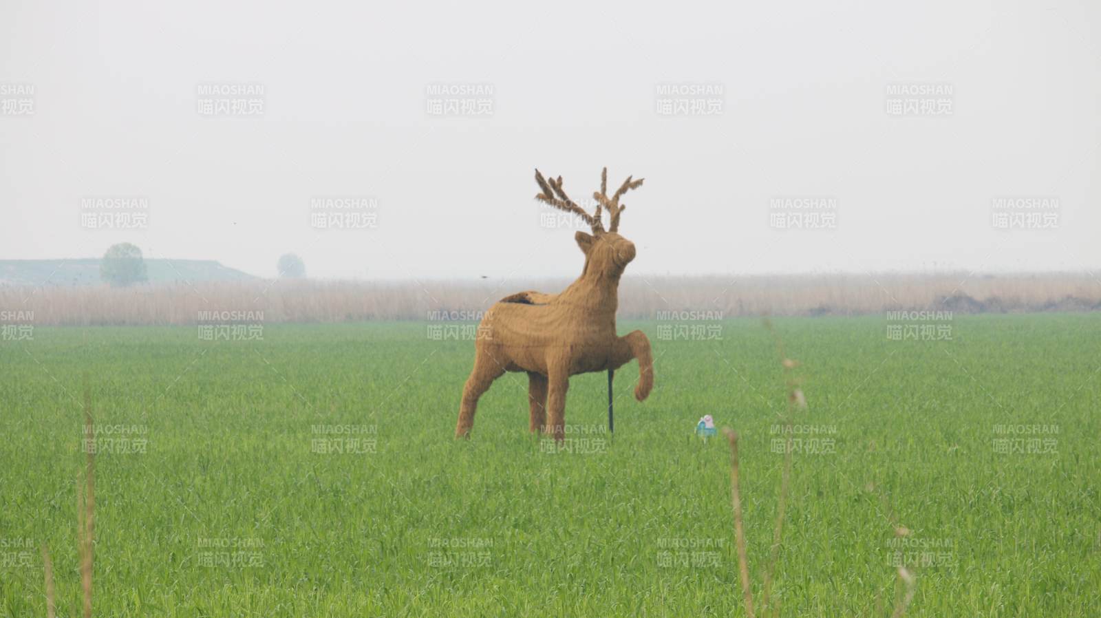 草场上的鹿雕塑图片