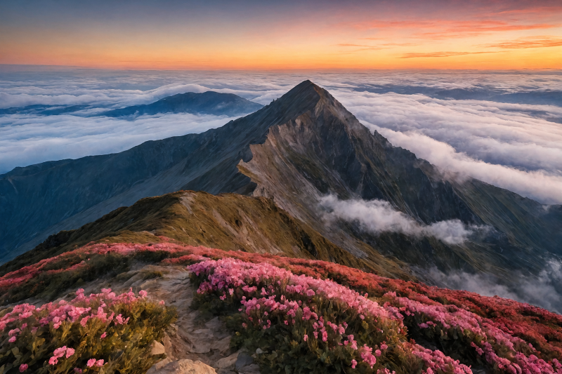 云海花山日出图片