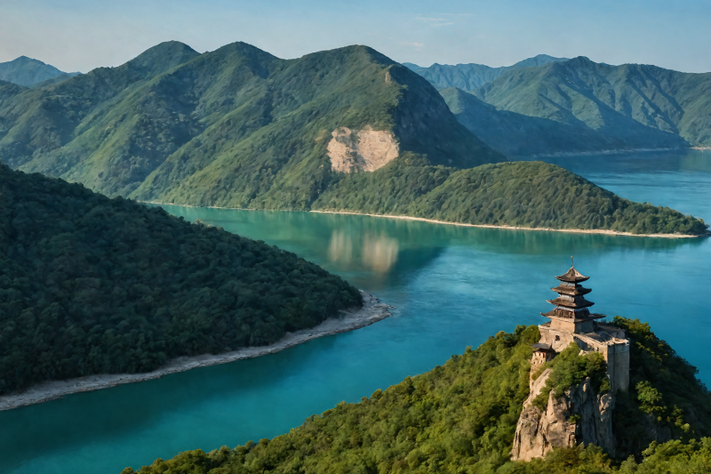 山水楼阁图图片