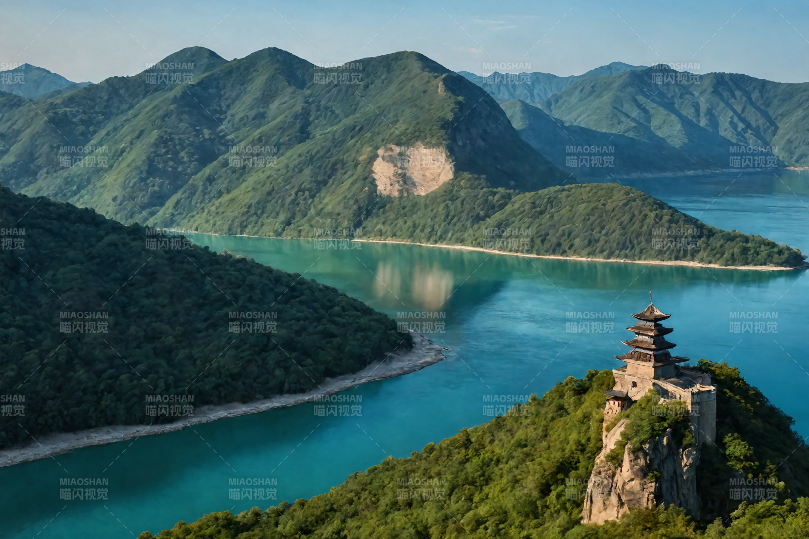 山水楼阁图图片