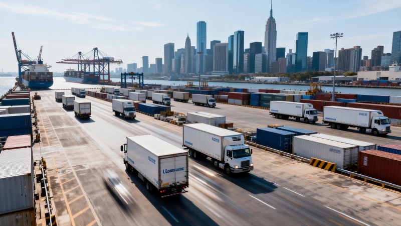 繁忙港口货运景象图片