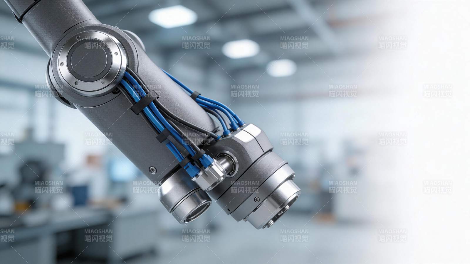 工业机械臂特写展示精密结构与线缆布局图片