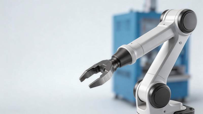 工业机械臂特写展示精密金属结构与关节设计图片