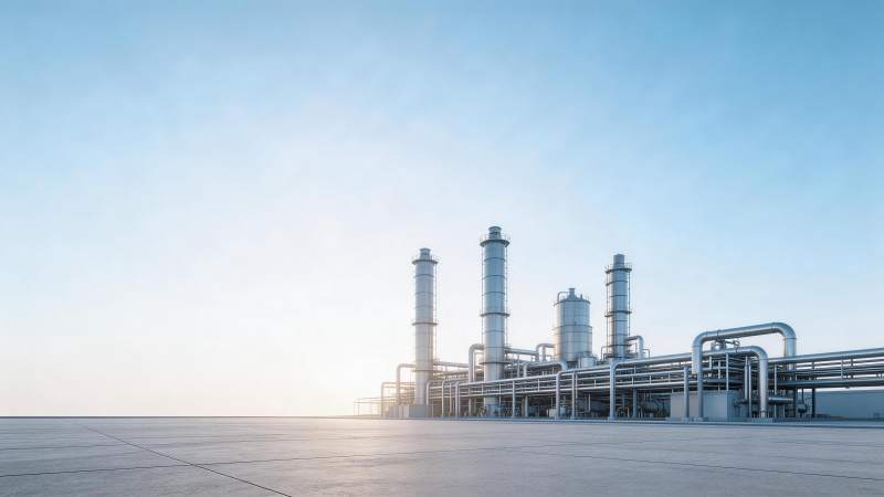 工业厂区高塔管道设施全景图图片