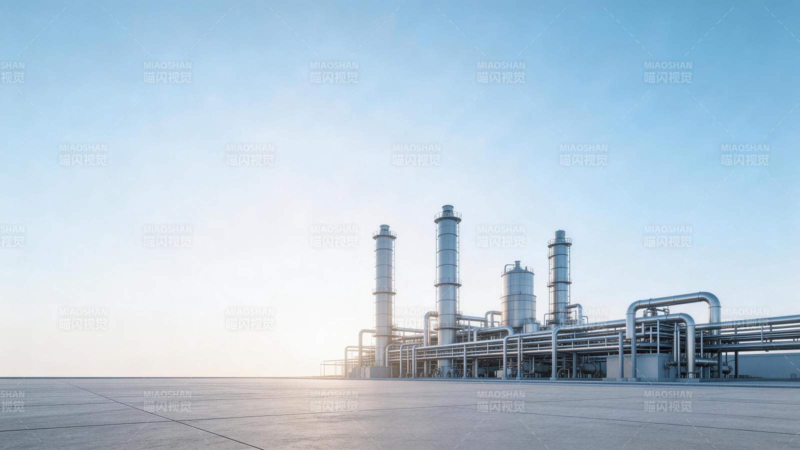 工业厂区高塔管道设施全景图图片