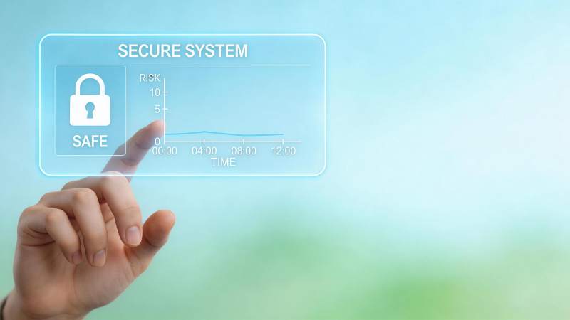 手指触控安全系统界面显示风险曲线图图片