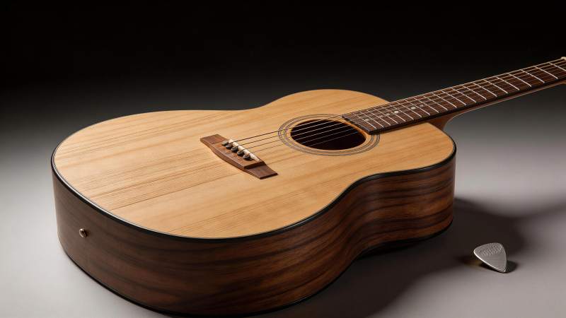 木质原声吉他静物特写展示图片