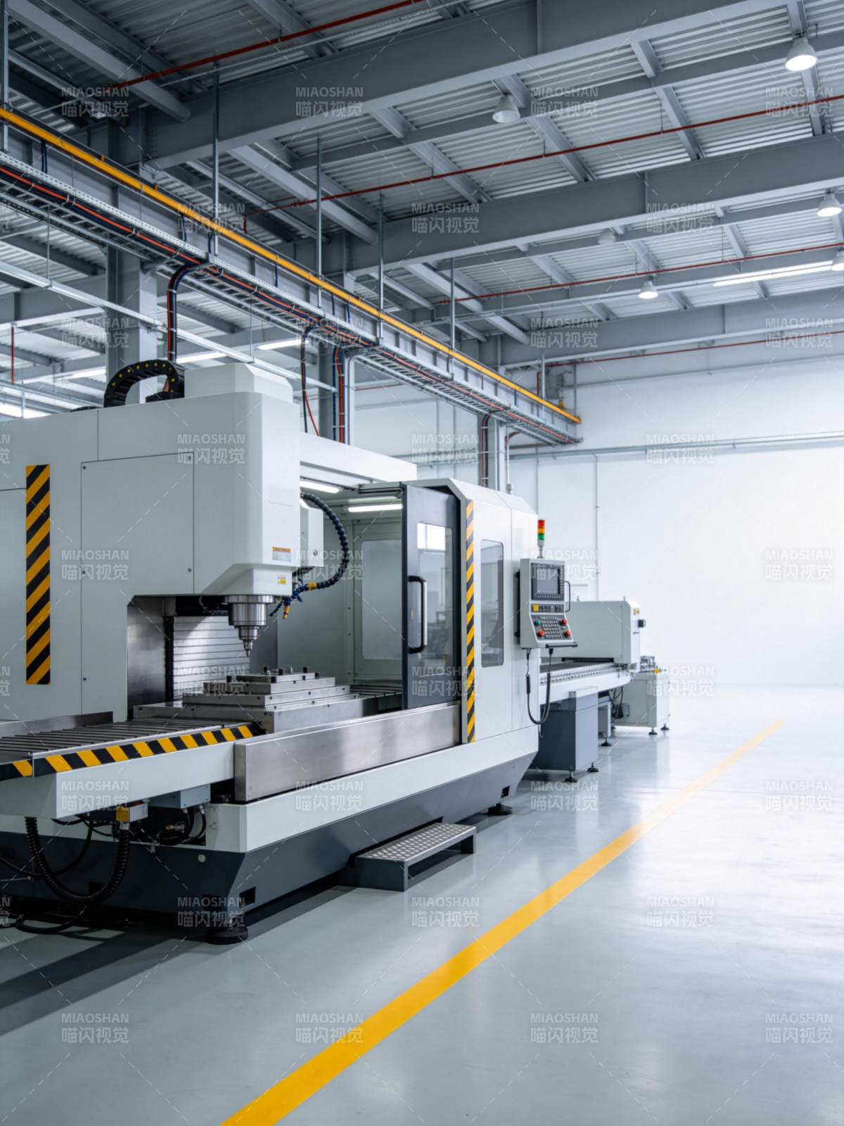 现代化工业车间内的数控加工中心设备图片