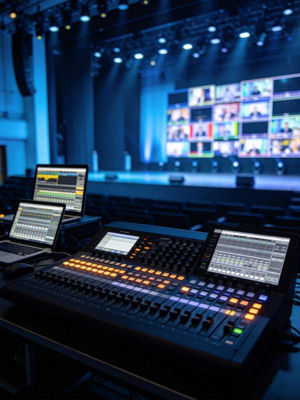 舞台灯光控制台与多屏监看系统现场图片