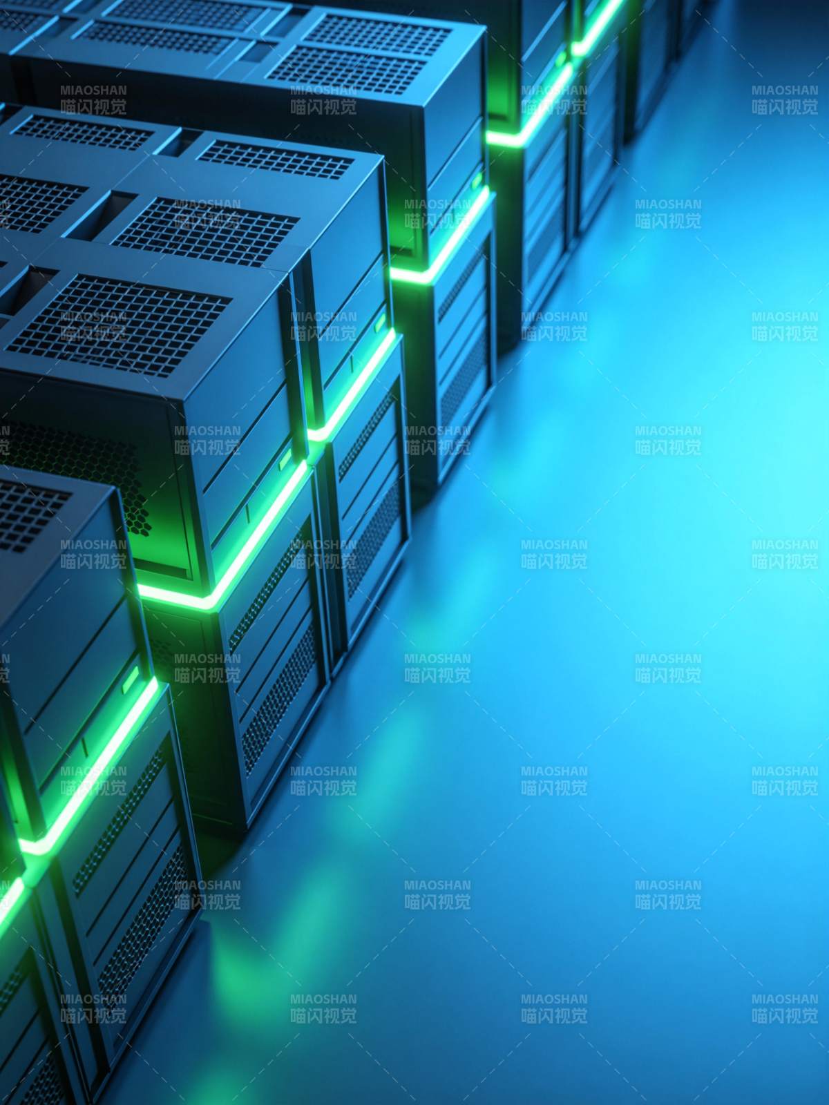 数据中心机房内排列整齐的服务器设备图片