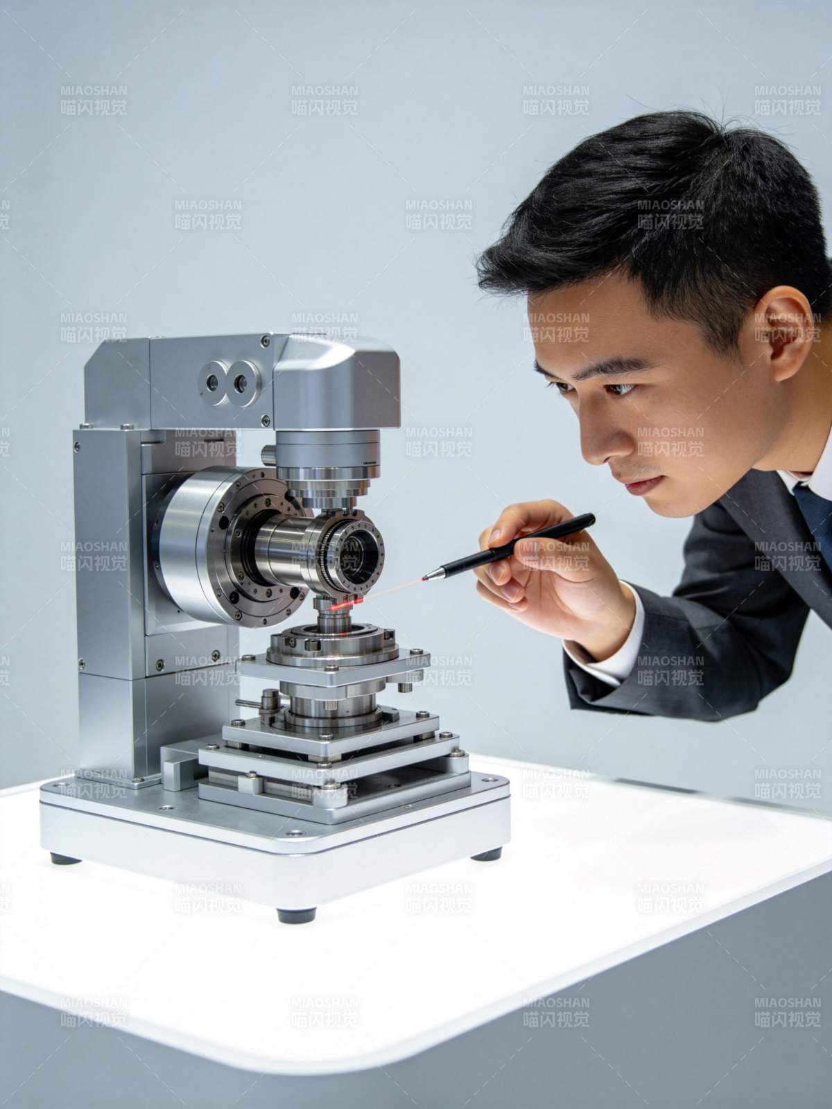 技术人员使用精密仪器进行微调操作图片