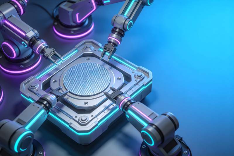 多机械臂协同操作芯片晶圆平台图片