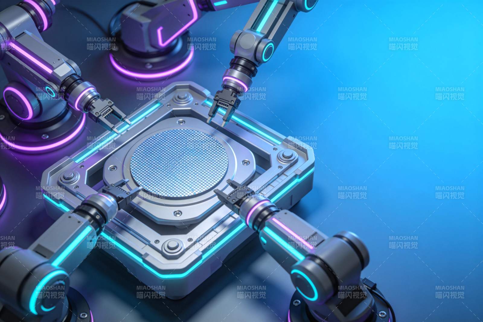 多机械臂协同操作芯片晶圆平台图片