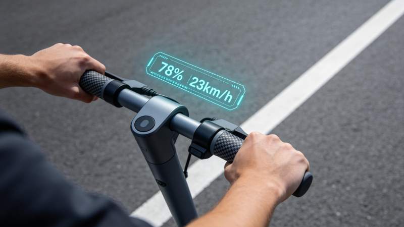 电动滑板车把手与悬浮显示速度电量信息图片