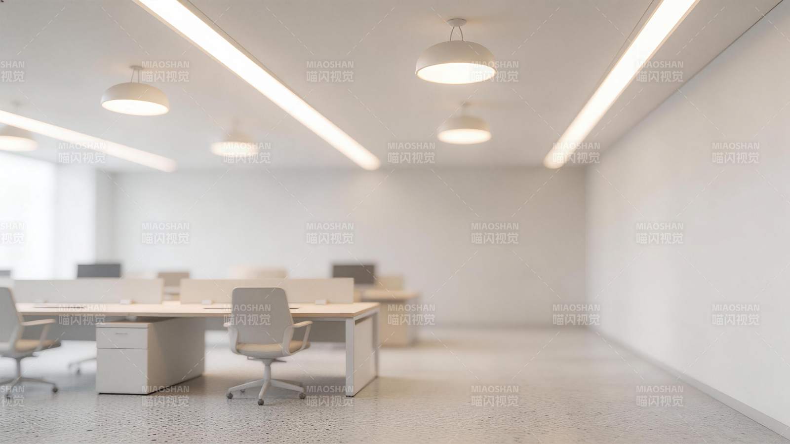 现代简约风格开放式办公空间内部场景图片