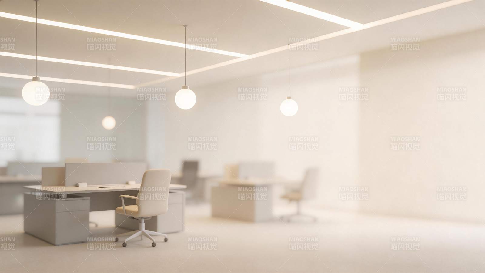 现代简约风格开放式办公空间内部场景图片