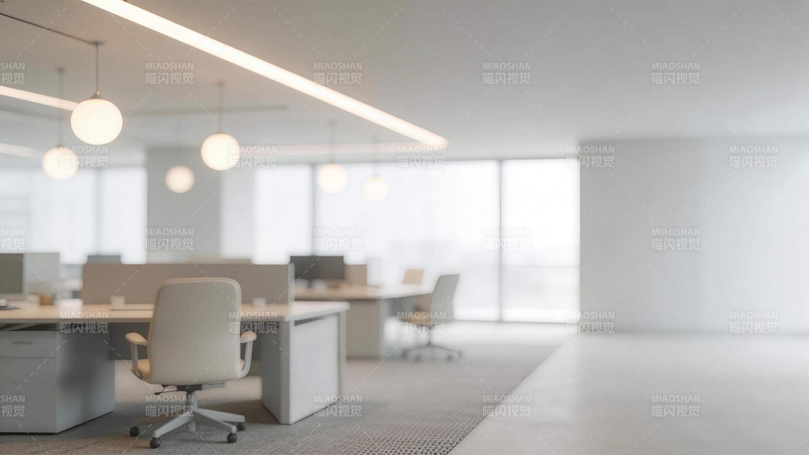 现代简约风格开放式办公空间内部场景图片
