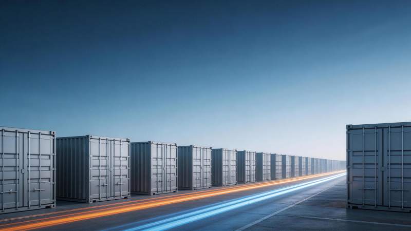 集装箱排列道路光轨延伸场景图片