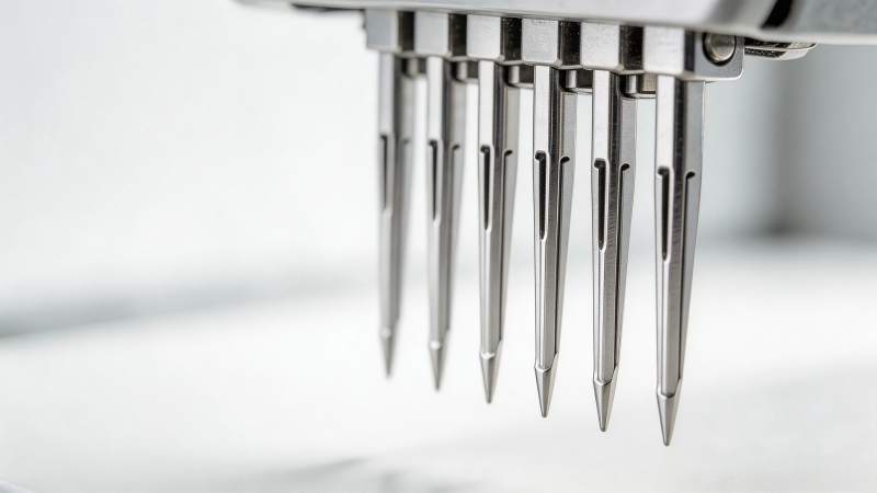 多通道移液器金属针头特写展示图片