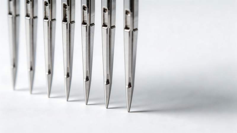 一排金属精密镊子尖端特写排列整齐图片