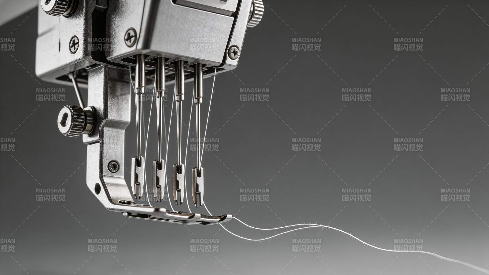 工业缝纫机针头组件特写展示金属结构与线迹图片