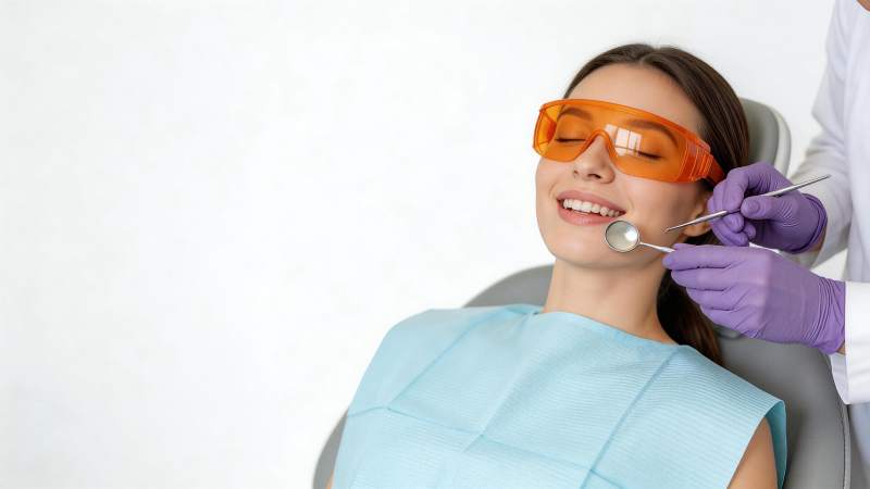 牙医为患者进行口腔检查治疗图片